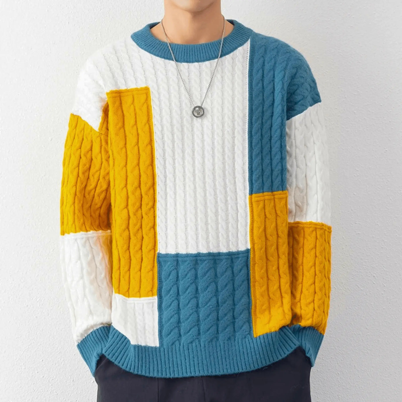 Men's Knitted Patchwork Pullover ASTRAL W NOBLE